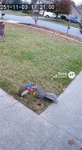 CCTV Captures A Rat VS Squirrel Scrapping! | #shorts #ai