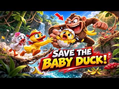 Monkey Steals Baby Duck! 😱 Hilarious Rescue Cartoon