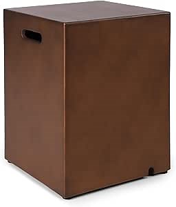 Propane Tank Cover Table Brown, 20 LB Propane Tank Storage Box, Modern Outdoor Gas Tank Covers Hideaway Table for Propane Fire Pit and Gas, Square Tank Holder with Handles 16 X 16 X 20inch