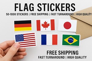Custom Flag Stickers – World Countries & More | Matte or Glossy Vinyl | Bulk Packs | Waterproof | Free Shipping - Etsy
