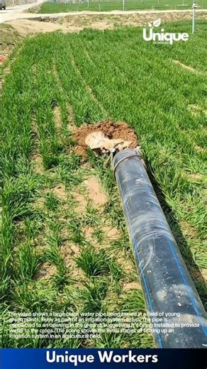 Irrigation System Setup: Burying a Large Water Pipe in a Field