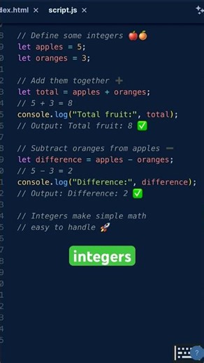 Understanding Integers #JavaScript #CodingForBeginners #LearnToCode #WebDev #CodeShorts