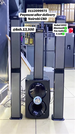 Call us 0112099975 for orders and delivery arrangements Key Features and Specifications: Audio Power: 5.1 channel configuration providing 55,000W peak output (PMPO) with super bass technology. Connectivity: Wireless Bluetooth, USB port, SD card slot, AUX/RCA inputs, and FM radio. Design: Modern tallboy speaker design with built-in LED lighting for ambiance. Compatibility: Optimized for home theater, TV, and PS5 gaming. Control: Includes a remote control for volume and bass adjustments. Component