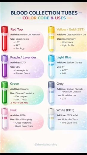 BLOOD COLLECTION TUBES colourcode & Uses #healthknowledge#blooddonation#dailyhealth#medicalfacts