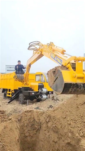 Truck-mounted excavator. Truck-mounted excavator. Four different types of truck-mounted excavato