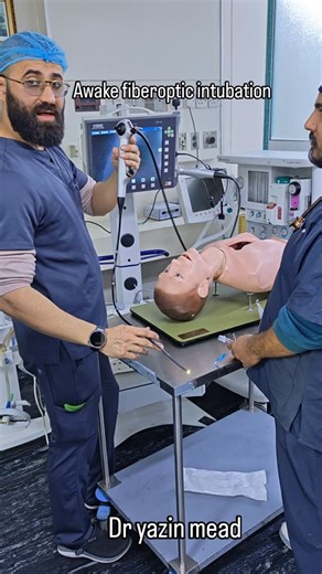 Dr.Yazin mead on Instagram‎: "Awake fiber optic or video intubation in cases of difficult airway intubation #endotrecheal_tube #difficult_airway_intubation_specialist تنبيب الرغامي الواعي باستخدام الالياف البصرية او الفديو #يزن #اختصاص #تخدير مع زميلي الدكتور احمد , مقيم اقدم التخدير ،طالب البورد_ مشروع اخصائي ناجح، انسان مثابر ومحترم يطمح للامام دوما والى تطوير الذات ، دائما نفتخر بهكذا مقيمين ...."‎