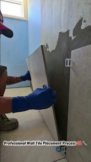 Professional Wall Tile Placement Process 🧱🔧 #HomeImprovement #Flooring