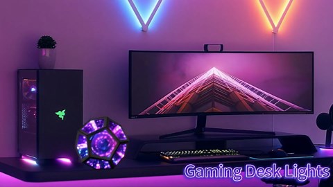 SunGlee Infinity Mirror Light, Infinite Dodecahedron Light with Stand for Gaming Room Decor 3D Hyper Cube Cool RGBW Color Changing Night Light USB Powered LED Desk Table Lamp Birthday Christmas Gift