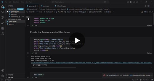 #reinforcementlearning #ai #machinelearning #python #sarsa #learninginpublic #apnacollege #tech #codingjourney #100daysofcode | Sebak Karmakar