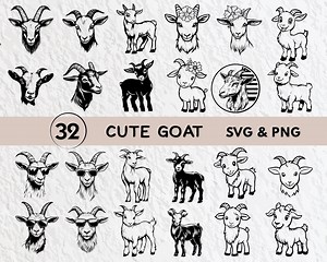 Cute Goat SVG Bundle, Clipart PNG, Cricut Decal Set - Etsy