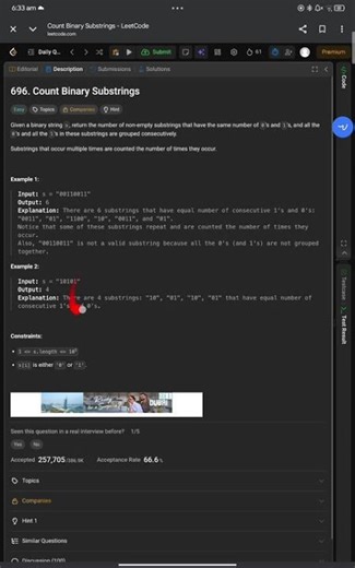 LeetCode 696 | Count Binary Substrings 🔢 | Smart Pattern Trick | C++