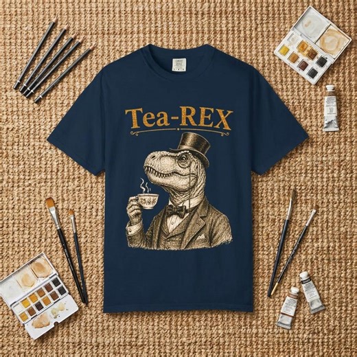 Tea-rex T-shirt | T-rex in Top Hat Monocle Tee, Vintage Cottagecore Dinosaur - Etsy