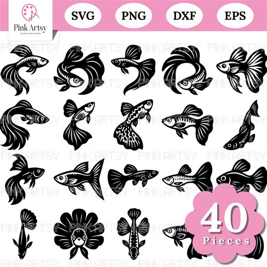 Guppy Fish SVG Bundle | Freshwater Aquarium Fish Clipart | Tropical Fish Vector Designs | Cricut Cut Files | Fish Lover PNG DXF Silhouette - Etsy Australia