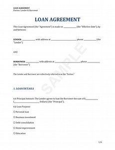 Agreement Form for Loan Template - Etsy Australia