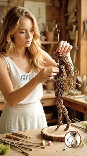 Watch Twigs Transform into a Magical Woodland Fairy! 🧚🌿 | DIY Twig Art #Shorts #craftaddict