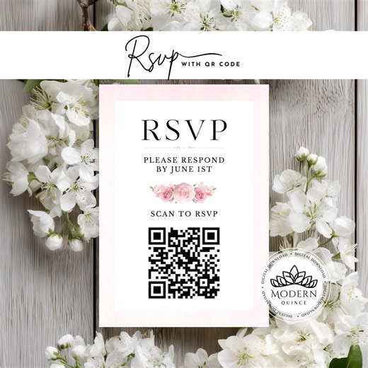 Quinceañera RSVP Card Printable With QR Code | Digital Download | XV / Sweet 15 | Canva Template | Instant Download | Quince Rsvp206 - Etsy