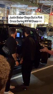 473K views · 3.8K reactions | For the first time during NYFW, Justin Bieber was spotted in NYC rocking pink Crocs.  He popped up at the @miumiu event tonight, whether for fashion week or just a quick city stop, we were all thrilled lol. Would you rock these Crocs for NYFW?  | New York Mickey | Facebook