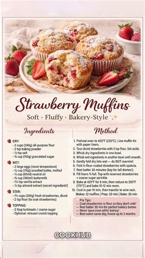 The Fluffiest Strawberry Muffins You'll Ever Make 🍓✨