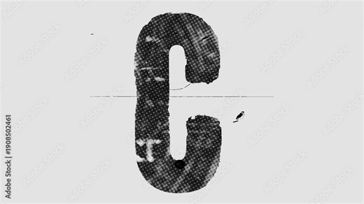 Black and white printed style type of a full screen individual letter with alpha for easy drag and drop overlays. Get the full alphabet set to create captions and words with a cool stop motion printed