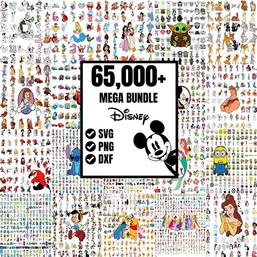65000  Special Mega Bundle SVG PNG | Princess, Mickey Mouse, Pixar Clipart | Digital Download Sublimation Files | Cartoon Bundle|mega Bundle - Etsy