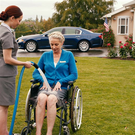 I stayed quiet in a wheelchair for 12 years because my son couldn’t handle the idea that I might hope again. Then our new maid rolled me onto the front lawn in Plano, Texas, turned the garden hose to a gentle shower setting, and began rinsing my hair like she was finishing a normal Sunday chore. My son came running down the driveway in his navy suit, and what she said next made him freeze where he stood. The roses along the walkway were still perfect—white and pink like they’d been staged for a 