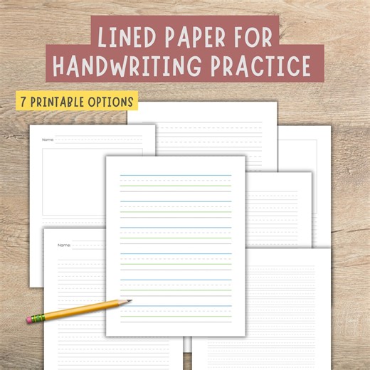 Printable Blank Lined Paper for Handwriting Practice | Grey and Color Line Paper for Teaching Kids Letter Formation, Practice Writing Paper - Etsy