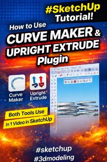 SketchUp Hidden Plugins 😱 Curve Maker + Upright Extrude Full Tutorial #shorts #3d #tutorial