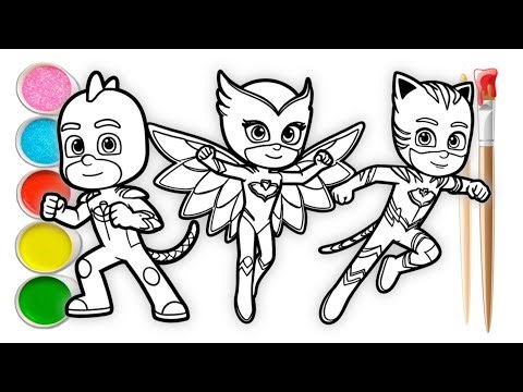 PJ Masks Catboy Gekko and Owlette Coloring Page | How to Draw & Color PJ Masks Greg Connor and Amaya