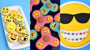 38K views · 74 shares | Did you guys know that 1st emoji was created in 1999! I had no idea. I mostly use smiley emoji faces and that's why I included them on my cake, functional fidget spinner cookie and adorable f face cookies. What are you favorite emojis? https://www.hanielas.com/2017/05/fidget-spinner-emoji-cookies.html | Haniela's | Facebook