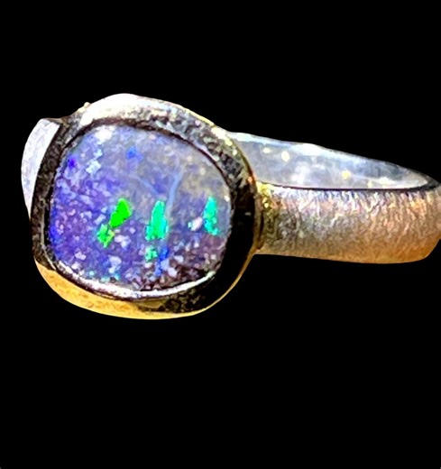 Boulder Opal Ring Blue Fantasy - Etsy