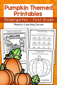 Pumpkin Worksheets for Kindergarten and 1st Grade