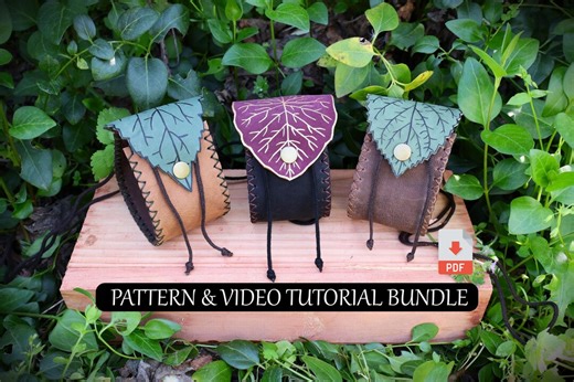 Leaf Coin Pouch Pattern Bundle, Fairy Purse, Renaissance Fair Foraging Trinket Bag - Etsy