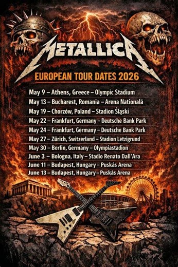 Metallica European Tour Dates 2026