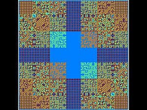 Product of Neighbours Cellular Automaton, Modulo 8: Colour Collision