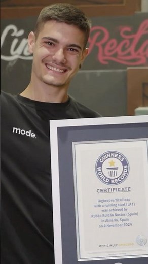 Highest vertical leap with a running start (LA1) - 1.3 metres (4.2 ft) by ‪@rubenroldan_ypk‬