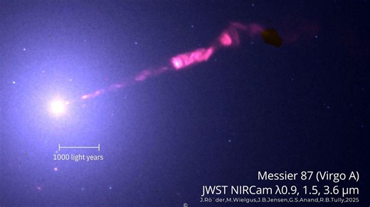 JWST captures clearest-ever image of M87 galaxy's supermassive black hole jet