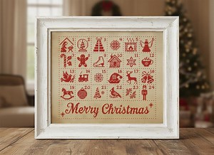 PDF Christmas Redwork Advent Calendar by Needle Treasures Nook Countdown Chart, Festive Embroidery Cross Stitch Pattern, Merry Xmas Design - Etsy