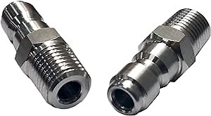 Ultimate Washer UW11-PW91A2 Pressure Washers 1/4-Inch Male Quick Connect Plug, Stainless Steel, 6000 PSI Rated, 2-Pack