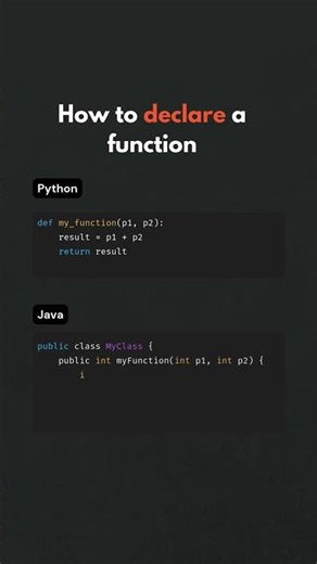 How to declare a functio in Python vs Java #code #python