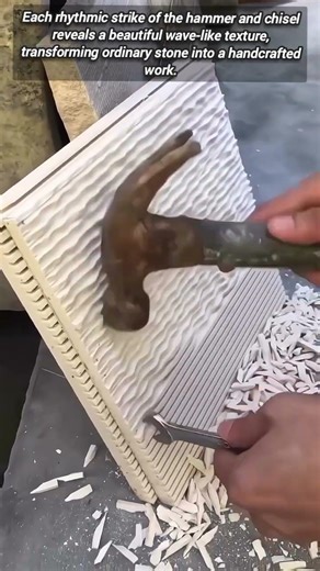 Handcrafting Unique Rippled Patterns On Solid Natural Stone Tiles