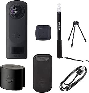 RICOH THETA Z1 360° Camera with 51GB Internal Storage | 0.93" OLED Display (Black) with RICOH Lens Cap TL-2 for THETA Z1 360° Camera and Waith Microfiber Cleaning Cloth (Essential Bundle)