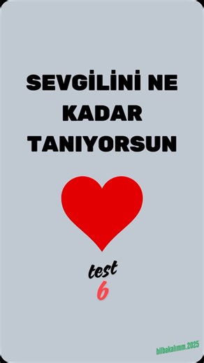 Bil Bakalım on Instagram: "Sevgilini gerçekten ne kadar tanıyorsun?  Bu soruları sevgilinle cevaplayarak ilişkinizi test edin! Bakalım doğru cevapları tahmin edebilecek misiniz?  ✨ Cevaplarınızı yorumlara yazmayı unutmayın!  #sevgilinitanı #ilişkitesti #sevgiliyleeğlence #aşk #çifttesti #sorucevap #eğlenceli #keşfet #keşfetteyiz #trend #viral #instagramreels #reelskeşfet #reelstrendleri #çiftler #tatlısorular #bilgiyarışması"