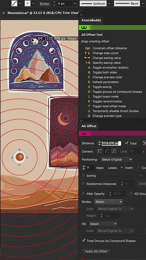 Add multiple offsets to paths and type in Illustrator