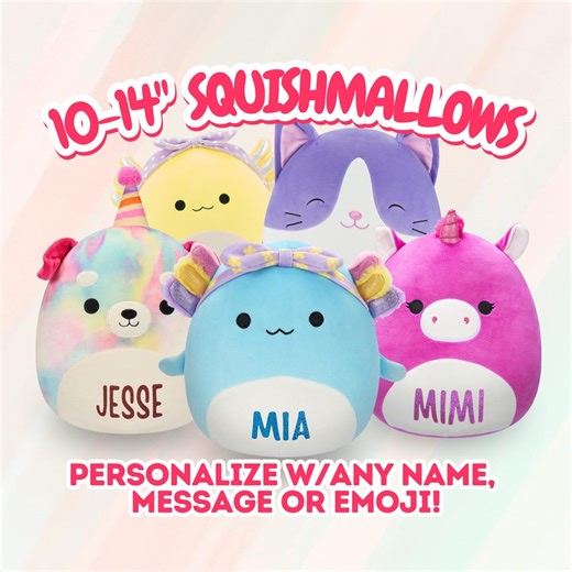 Personalized 10-14" Squishmallows With Custom Name – Gift for Birthday, Graduation, Anniversary, Valentine’s, Easter or Corporate Events - Etsy