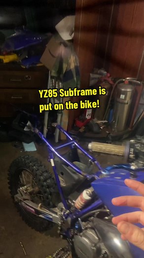 The yz85 subframe is now installed! #darzrt #yz85 #yz85💙 #2stroke #yz85twostroke #fyp #dirtbike #foryou