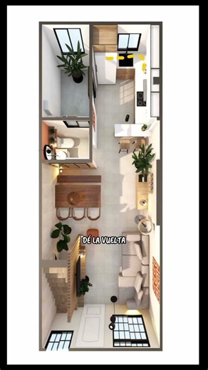Cocina pequeña, moderna y funcional en tonos neutros y diseño sencillo #arquitectura #cocinapequeña