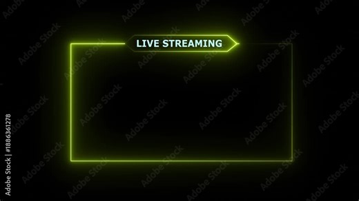 live streaming neon text frame animation box frame neon frame live streaming game live Stream overlay animation for live streaming video Titles 4k
