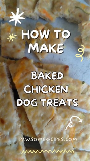 With no flour, these low carb dog treats are made with lean ground chicken with grated zucchini and carrot for moisture and fiber. #dogtreats #healthydogtreats #homemadedogsnacks #dogrecipes #pawsomerecipes https://pawsomerecipes.com/homemade-chicken-dog-treats/ | Pawsome Recipes