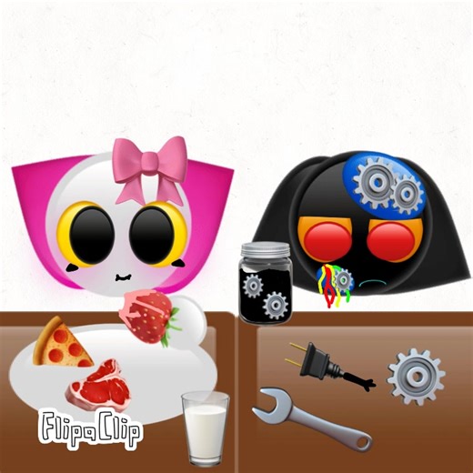 Cute Cat and Robot Kitty Eating Together