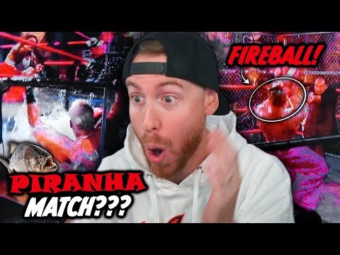 Craziest Wrestling Show EVER!!! - PIRANHAS / EXPLODING STEEL CAGE WITH FIREBALLS???